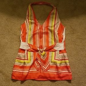 Multicolor satin halter top